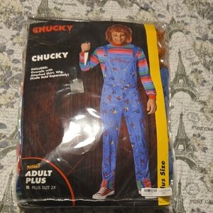 Spirit Chucky Costume with Wig - Blue and Red